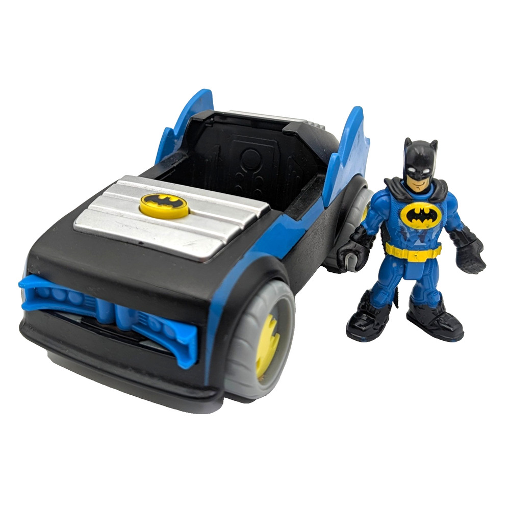 2007 Fisher Price Imaginext DC Super Friends Batmobile Blue Suit Batman
